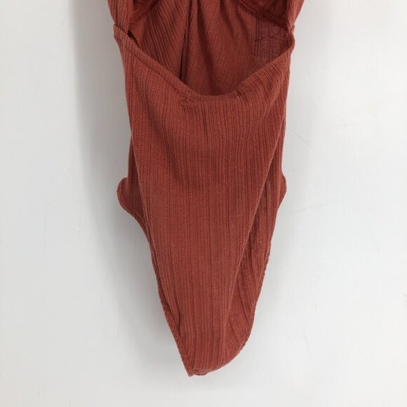 Pull & Bear Rust Orange Brown Halter Ring Bodysuit size S - Picture 9 of 15
